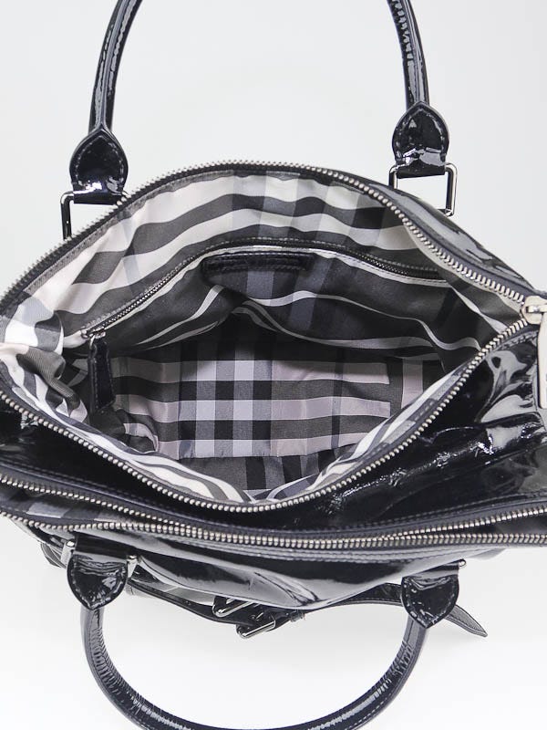 Burberry Black Patent Leather Extra Large Ribbed Biker Burberry Black Patent Leather Extra Large Ribbed Biker