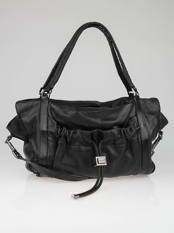 Burberry Black Leather Curzon Large Satchel Bag