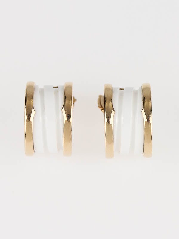 Bvlgari 18k Gold White Ceramic B.Zero1 Earrings | Yoogi's Closet