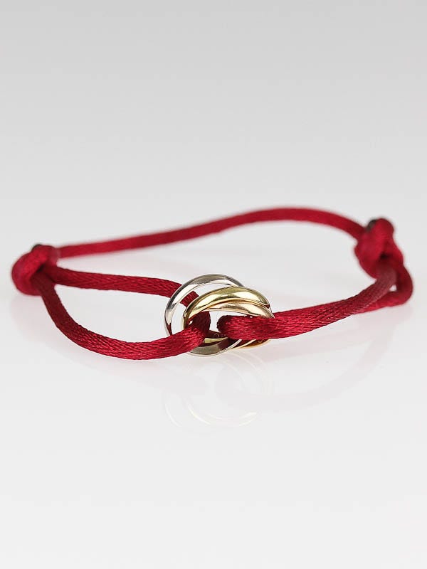 Cartier 18k Gold Red Silk Trinity Bracelet