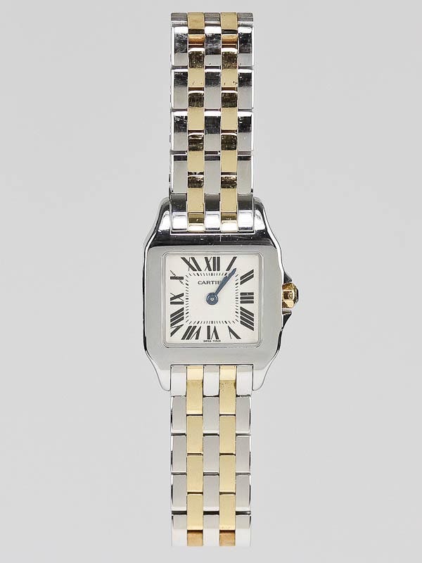 Cartier 18k Gold and Stainless Steel Santos Demoiselle Small Watch  W25074Y9