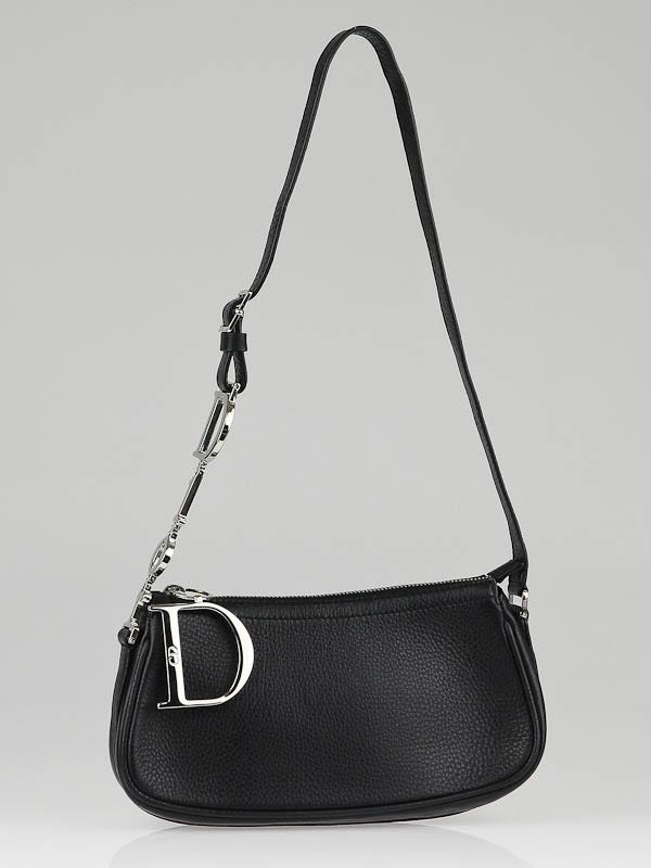 Christian Dior Black Leather Charms Small Shoulder Bag