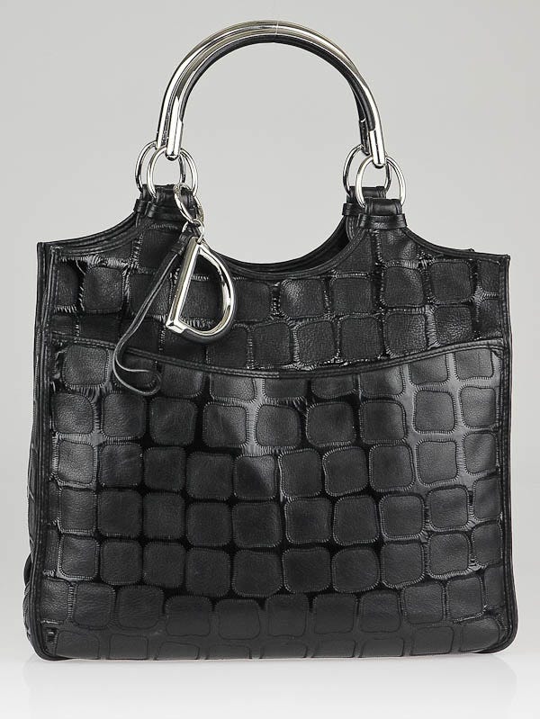 Christian Dior Black Leather Moyen Medium Tote Bag