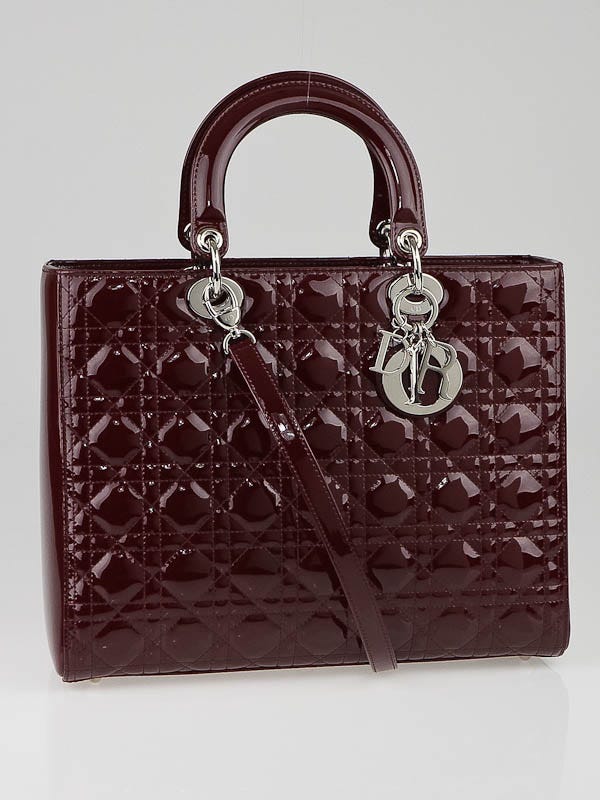 ☆ヴィンテージ☆DIOR☆トートバッグ LADY DIOR Christian Dior Bordeaux Cannage Patent Leather Lady Dior