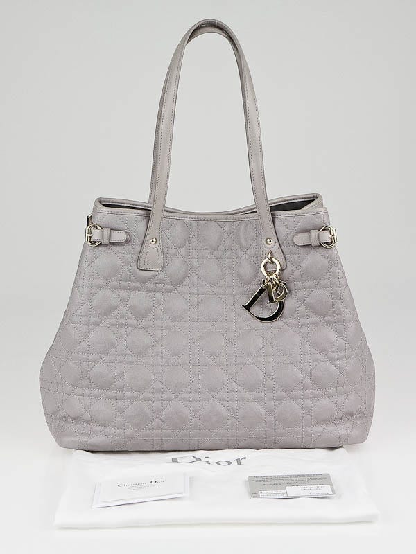 Christian Dior Grey Cannage Quilted Coated Canvas Panarea Medium