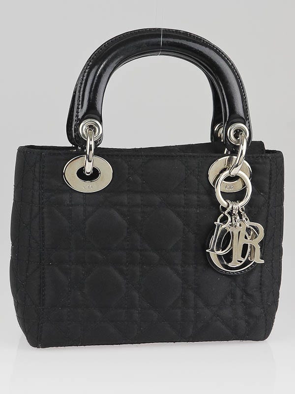 Christian Dior Black Quilted Cannage Nylon Micro Lady Dior Bag