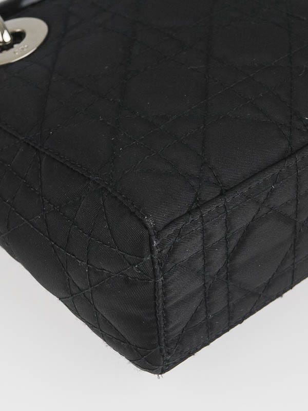 Christian Dior Black Quilted Cannage Nylon Micro Lady Dior Bag