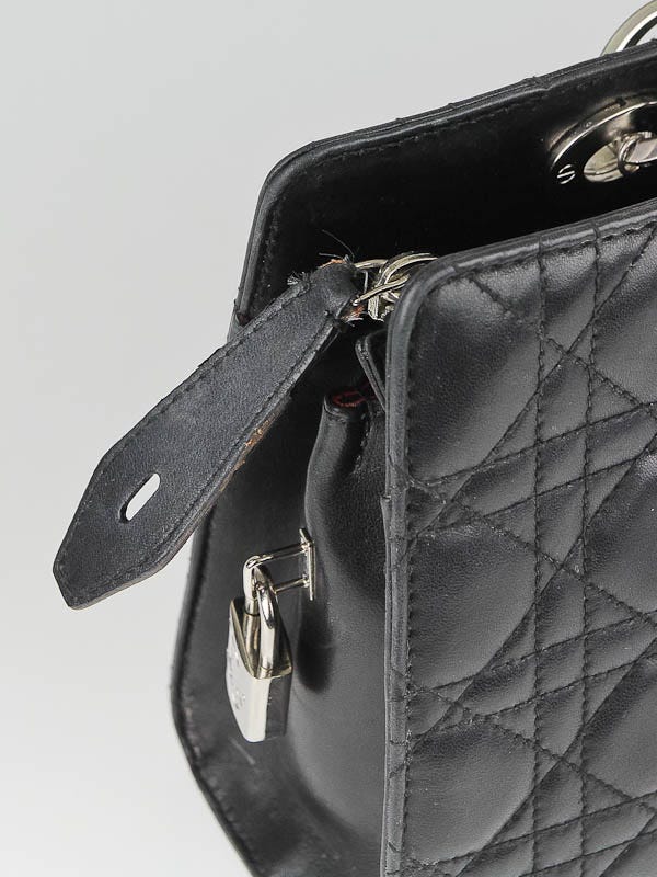 Christian Dior Black Cannage Quilted Lambskin Leather East