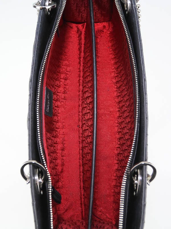 Christian Dior Black Cannage Quilted Lambskin Leather East