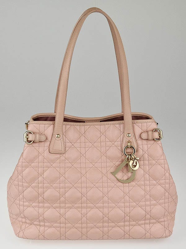 Christian Dior Pink Cannage Quilted Coated Canvas Panarea Medium Tote Bag