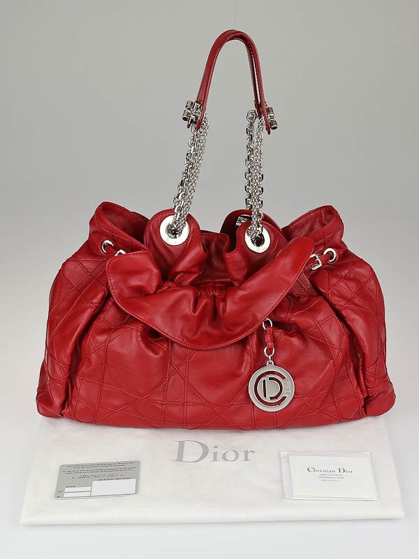 Christian Dior Red Quilted Cannage Leather Le Trente Tote