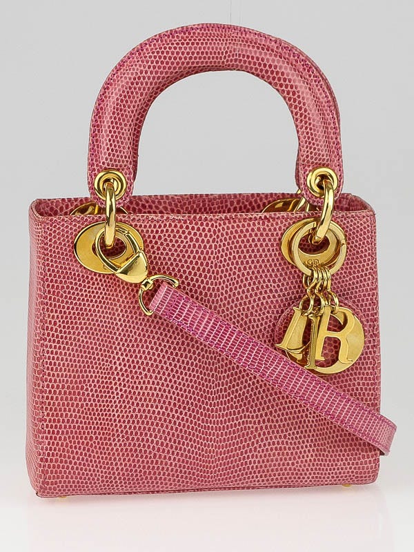 Christian Dior Pink Lizard Micro Lady Dior Bag