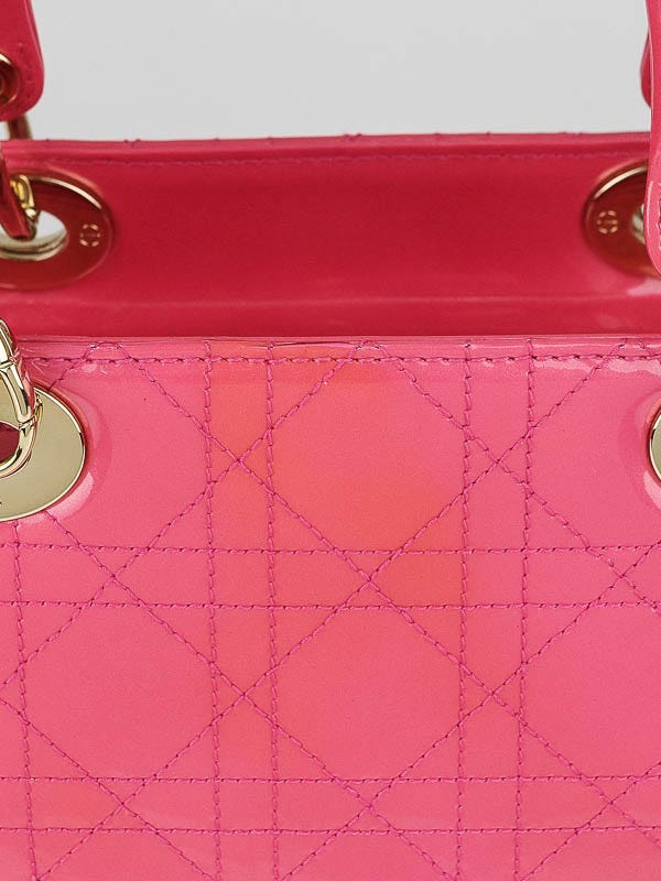 Christian Dior Pink Cannage Quilted Patent Leather Medium