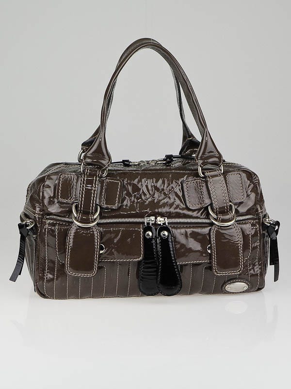 Chloe Brown Patent Leather Large Bay Satchel Bag