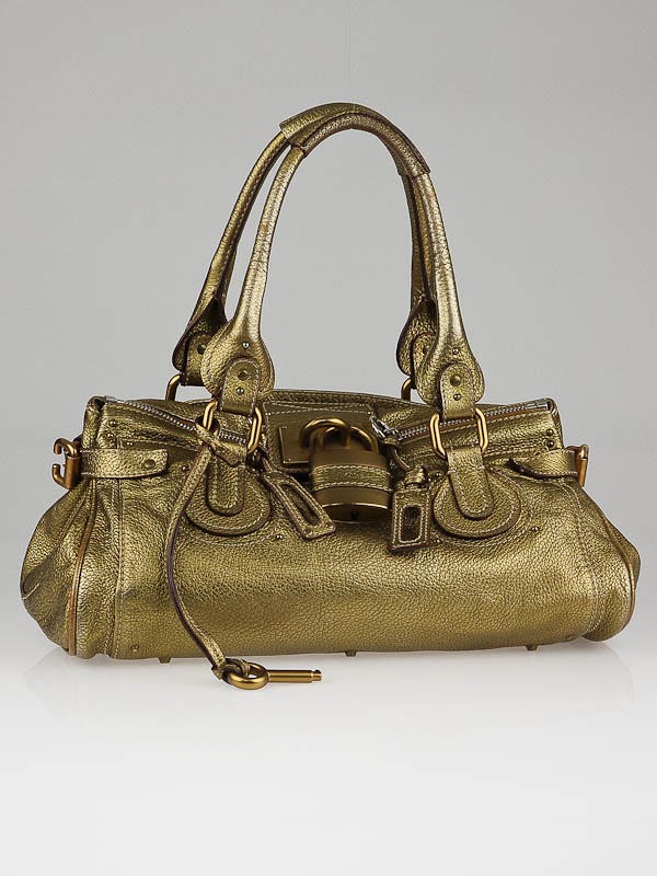 Chloe Gold Leather Paddington Medium Satchel Bag