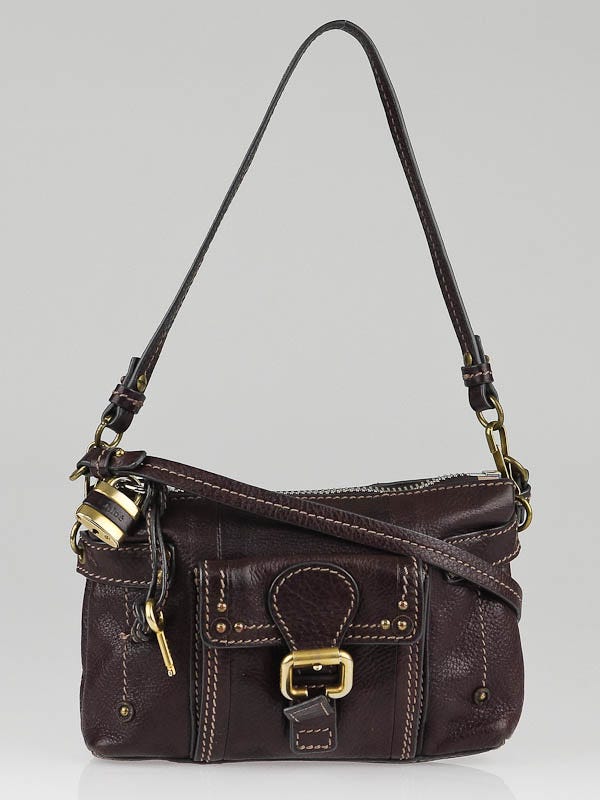 Chloe Chocolate Leather Mini Paddington Crossbody Bag