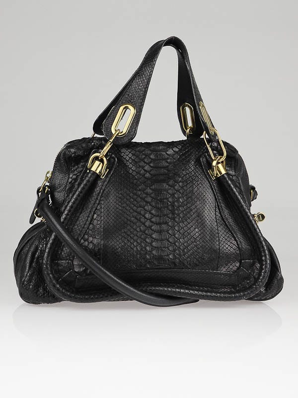 Chloe  Black Python and Leather Paraty Bag