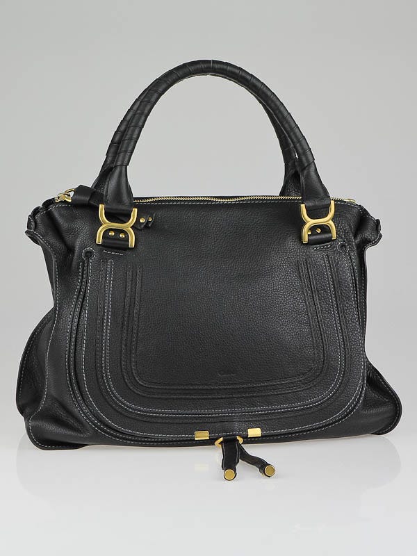 Chloe Black Calfksin Leather Large Marcie Satchel Bag