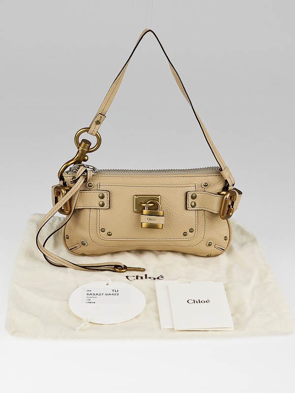 Chloe Beige Leather Mini Paddington Clutch Bag | Yoogi's Closet