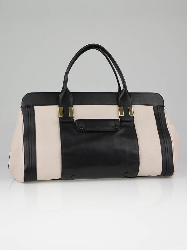 Chloe Pink/Black Leather Medium Alice Satchel Bag
