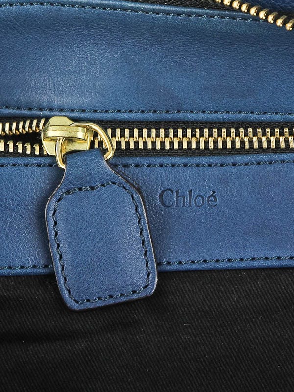 Chloe Blue Leather Cary Zipped Tote Bag | Yoogi's Closet