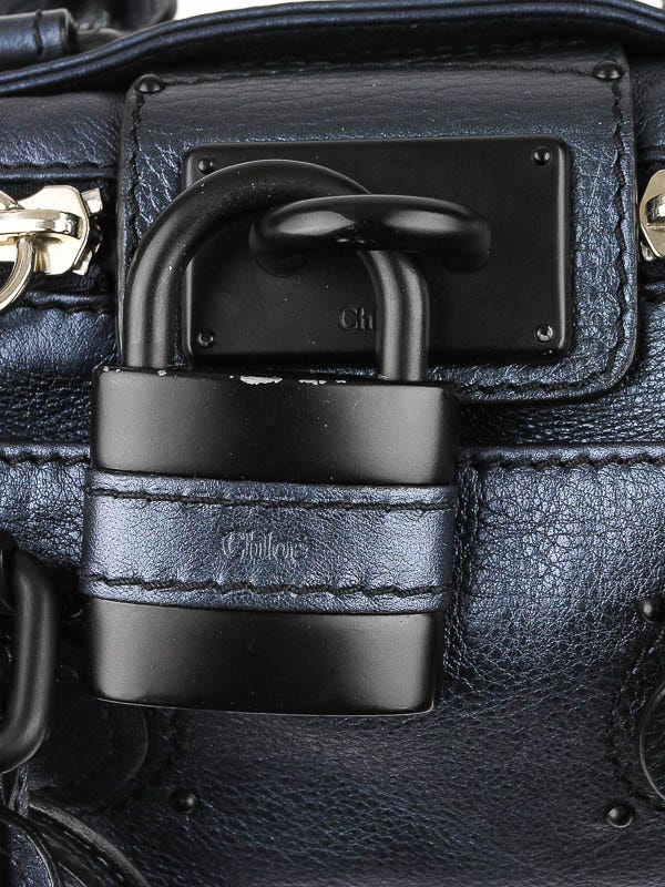 Chloe Bleu Nuit Metallic Leather Small Paddington Bag | Yoogi's Closet
