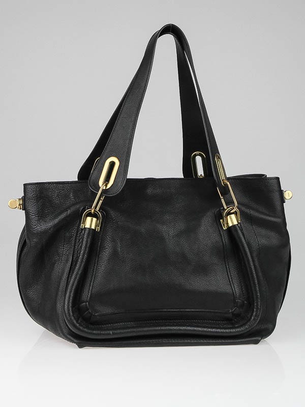 Chloe Black Leather Paraty Shopper Tote Bag
