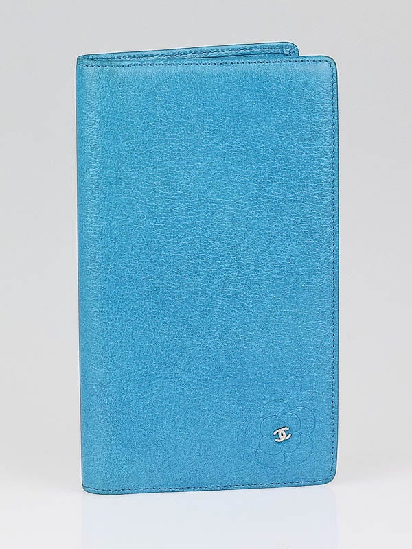 Chanel Blue Camellia Long Bi-Fold Wallet