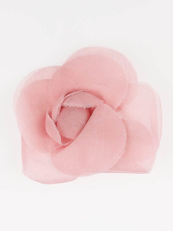 Chanel Pink Organza Camellia Flower Pin