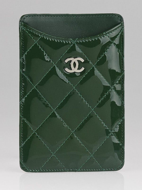 Chanel Green Quilted Patent Leather  iPhone 4 Holder