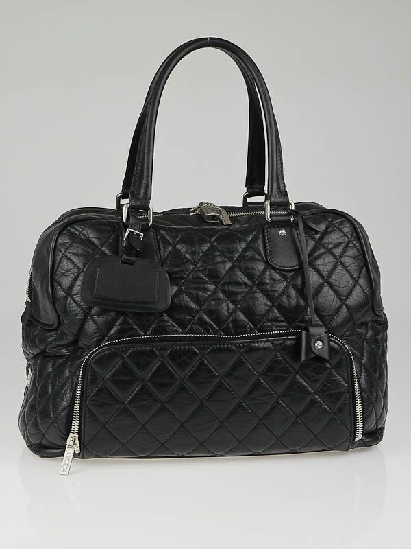 Chanel Black Quilted Lambskin Leather New Medium Boy Bag - Yoogi's