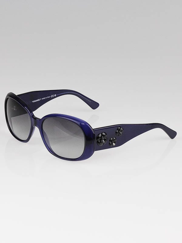 Chanel Navy Blue Frame Camellia Flower Sunglasses- 5113 | Yoogi's