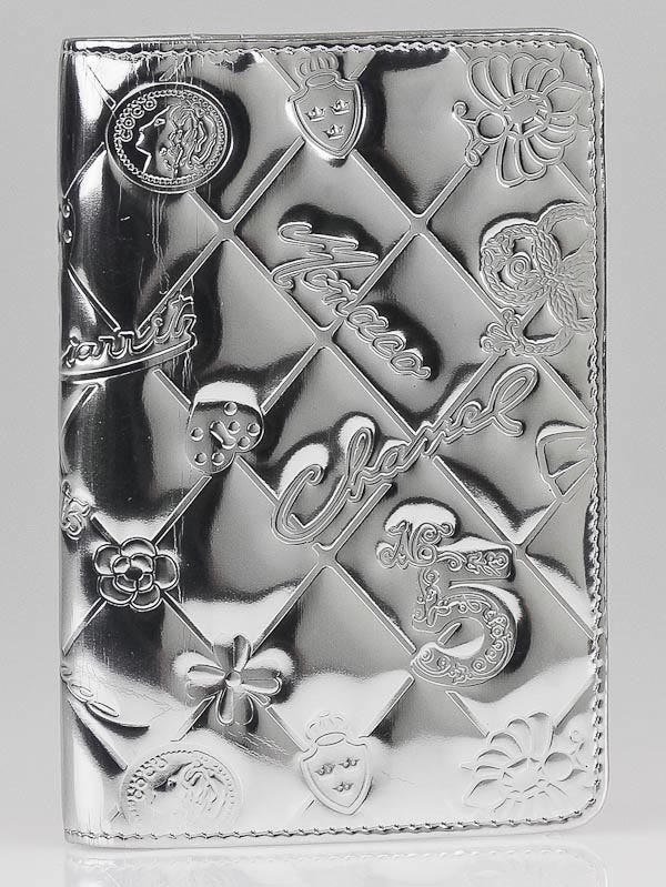 Chanel Silver Metallic Leather Lucky Symbols Small Agenda/Notebook