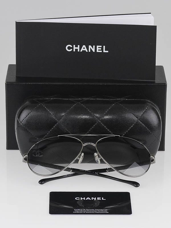 Chanel Black Gradient Tint Denim CC Aviator Sunglasses-4185