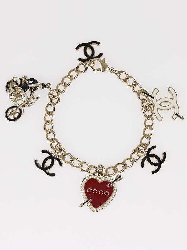 Chanel Goldtone Link Coco Rider Charm Bracelet | Yoogi's Closet