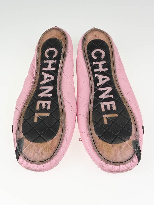 Chanel Pink Quilted Leather Cambon Ballet Flats Size 8.5/39 - Yoogi's Closet