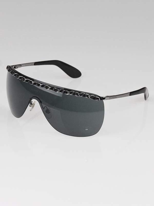 Chanel Black Rimless Shield Chain Sunglasses-4160