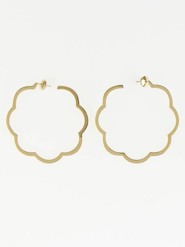 Chanel 18k Gold Camellia Hoop Earrings - Yoogi's Closet