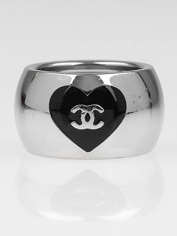 Chanel Vintage Clear Resin CC Logo Ring - Size 7
