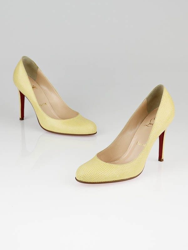 Christian Louboutin Yellow Lizard Simple 100 Pumps Size 8/38.5