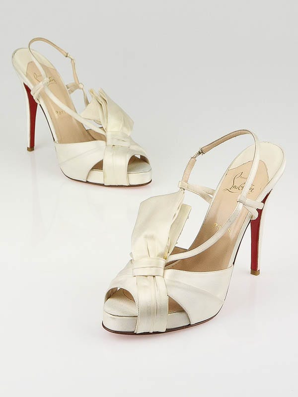 Christian Louboutin Cream Satin Pour Monsieur Slingback Heels Size 11 41.5 Yoogi s Closet