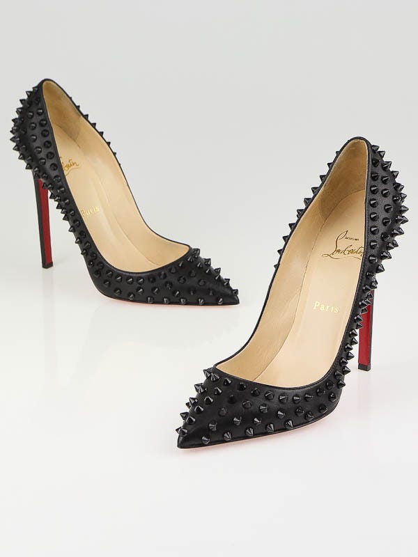 Christian Louboutin Black Leather Pigalle Spikes 120 Pumps Size 9.5/40