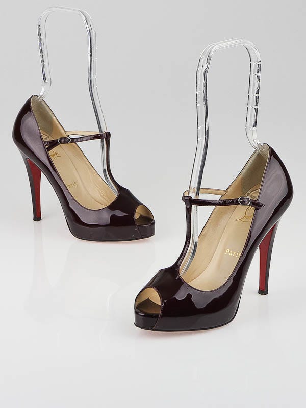 Christian Louboutin Burgundy Metal Patent Leather Burlina