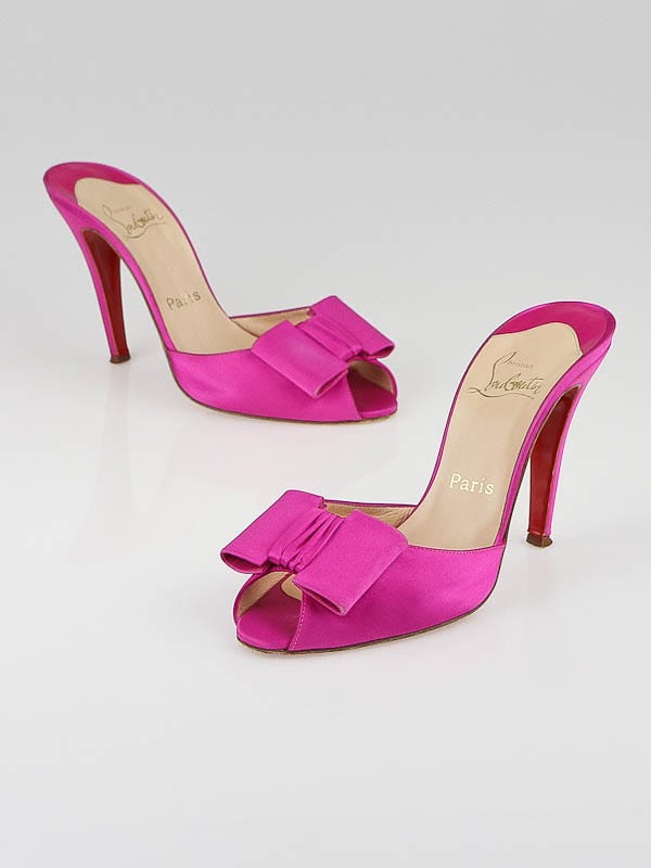 【関税送料込】ルブタン Matricia Bow Satin Slide Sandal Christian Louboutin Matricia Bow Satin Sandal Black Sz 39.5