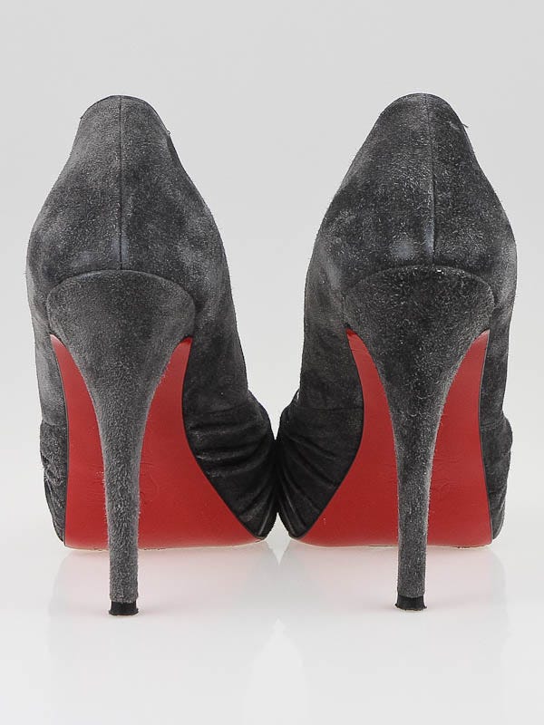 Christian Louboutin Grey Suede Lady Gres Peep Toe Pumps Size 7