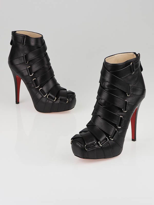 Christian Louboutin Black Leather Nitoinimoi 120 Ankle Boots Size 35.5/5