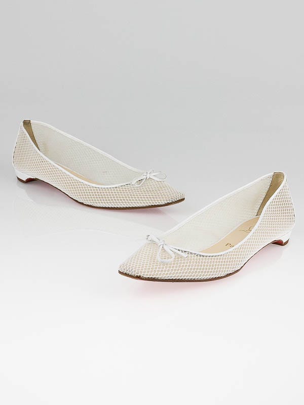 Louboutin hot sale white flats