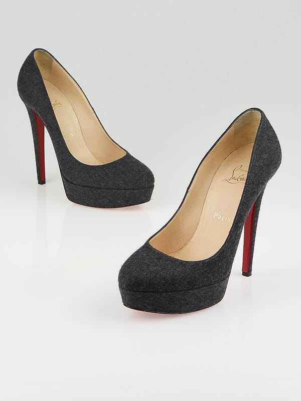 Christian Louboutin Dark Grey Flannel Bianca 140 Platform Pumps