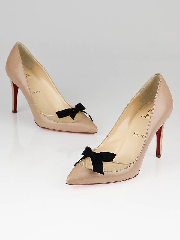 Christian Louboutin Nude Leather and Mesh Love Me 85 Pumps Size 8