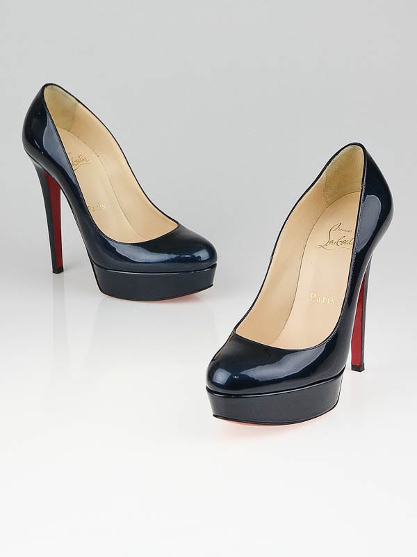 Christian Louboutin Dark Teal Patent Leather Bianca 120 Pumps Size